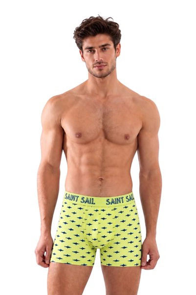 Saint Sail مجموعة من 3 بوكسرات رجالية من نسيج ليكرا القطني المرن المطبوع والمطبوع الملون