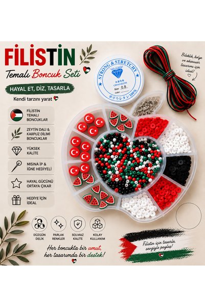 LİVZA BİJUTERİ Filistin temalı Karpuz Figür Boncuklu Elma Desenli kutuda Takı...