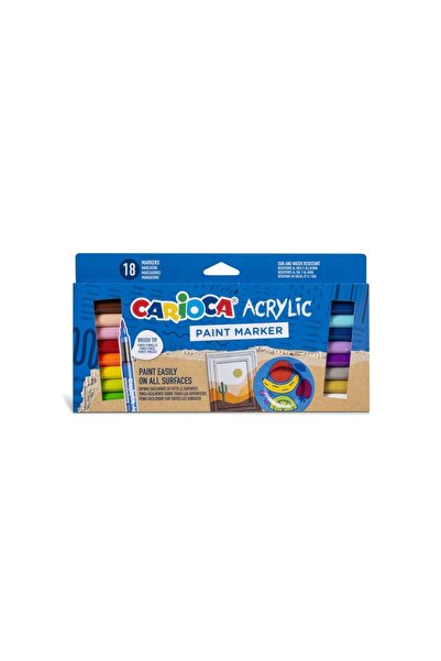 carioca Marker acrilic cu vârf tip pensulă, 18 buc/set