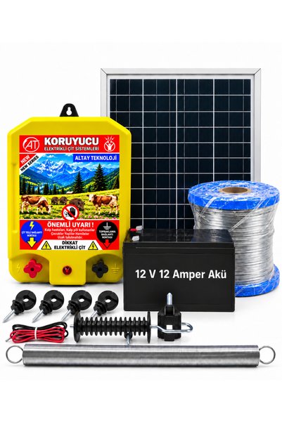KORUYUCU ÇİT Koruyucu Domuz Ayı Kovucu Elektrikli Çit Sistemi Güneş Enerjili Sensörlü 500 Metre (ALT500)