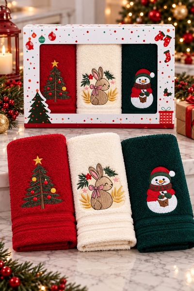 Coton Delux 3-Piece New Year's Special Kitchen Towels - 100% Cotton - 30X50 -...