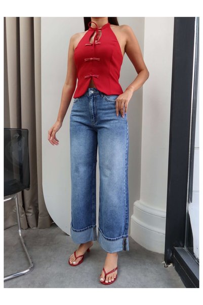 ESRAHELVACI Wide Leg Curled Jeans
