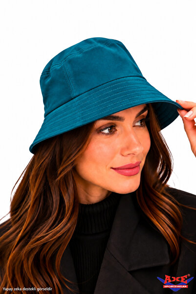 AXE SPORTSWEAR Turquoise Color Suede Bucket Hat Basic Plain Bucket Fisherman ...