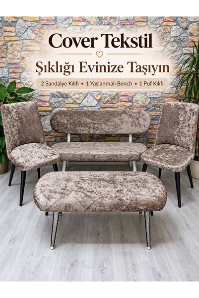 COVER TEKSTİL BENCH PUF KILIFI TAKIMI