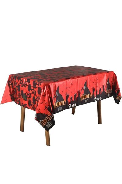 partidolu Halloween Yazılı Ürkünçler Temalı 183x137 Cm Plastik Masa Örtüsü 1 ...