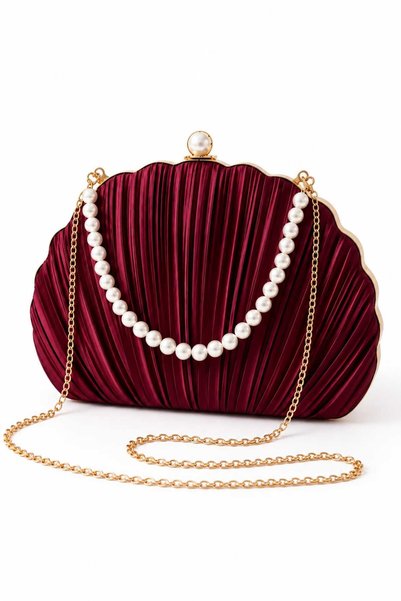beeyzi moda Burgundy Satin Bag and Shoe Combination