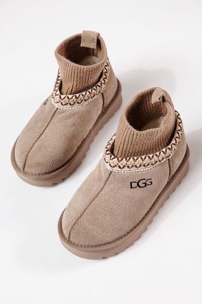 Zaira Ghete fete îmblanite khaki din piele naturala intoarsa Carla #30468 - 32