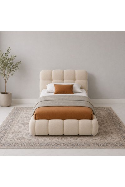 homejoyz | Bed Curva White Bouclé Special