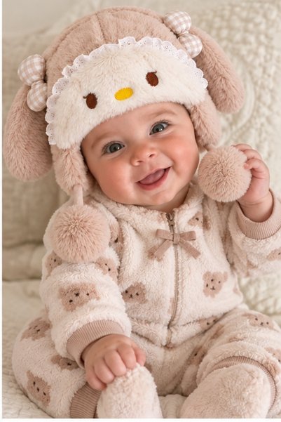 Mollycrush Baby Girl Camel Winter Plush Rabbit Hat |   Gift Model with Ears a...