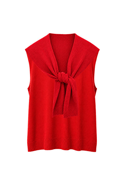 Charmist Mila Tie-Detail Knitwear Shoulder Shawl - Red