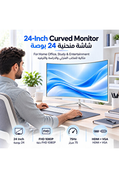 inabyte 24-Inch LED Computer Monitor with HDMI & VGA Ports, Slim Desktop Disp...
