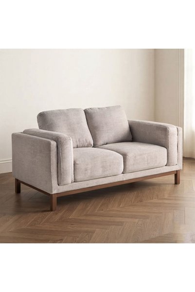 homejoyz Suede Wood and Linen Sofa - Gray - Azzurra - 180X80X85 cm