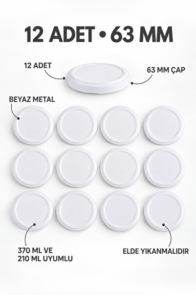 Milea 12 White Jar Lids – 63 mm (Compatible with 370 ml and 210 ml Jars)