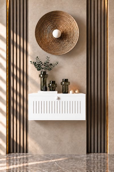melura home 50 cm Melura Dresuar – %100 MDF Kapaklı Duvara Monte Şık ve Moder...