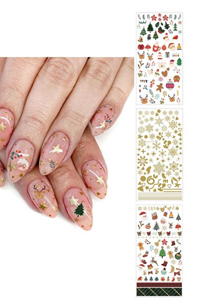 Flash Tattoos® Yılbaşı Noel Christmas Kış Desenler Tırnak Dövmesi 3'Lü Paket