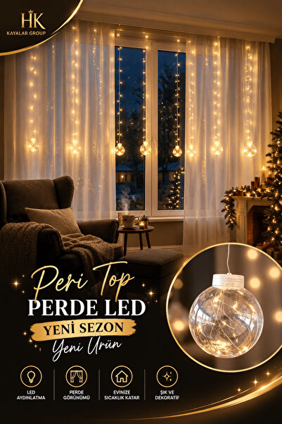 KULVARAVM Kumandalı 8 Ayrı Fonksıyonlu Top Perde Led Peri Perde Led Usb Giriş...