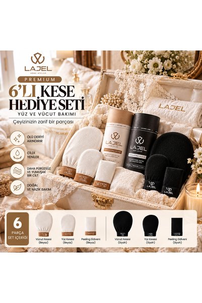 Lajel Premium 6-Piece Pouch Set for Bride, Groom, Dowry, Bundle, Hammam, Bath, Shower, Body Peeling