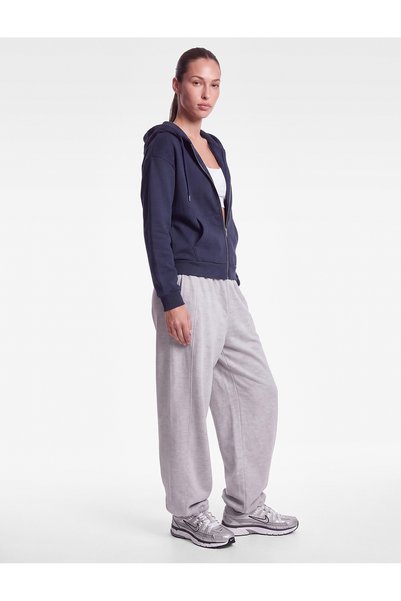 Koton Şardonlu Kanguru Cepli Uzun Kollu Kapüşonlu Fermuarlı Oversize Spor Sweatshirt