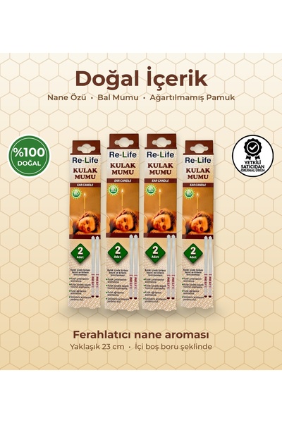 Relife Kulak Temizleme Mumu Çubuğu Vakumlu Ear Candle 4 Kutu 8 Adet