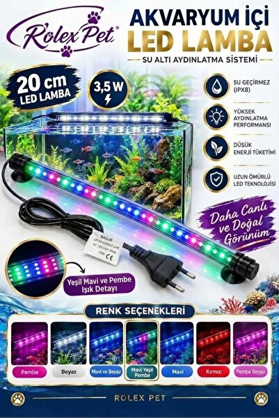 Genel Markalar AKVARYUM Su İçi Led Lamba 20 cm 3,5W ( RENKİ ) ( MAVİ- BEYAZ -...