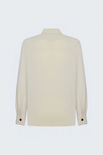 Sateen Degaje Collar Blouse - Beige