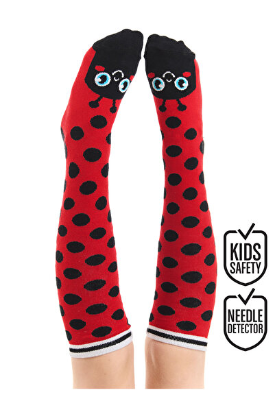 Denokids Ladybug Patterned Polka Dot Girl's Knee Socks