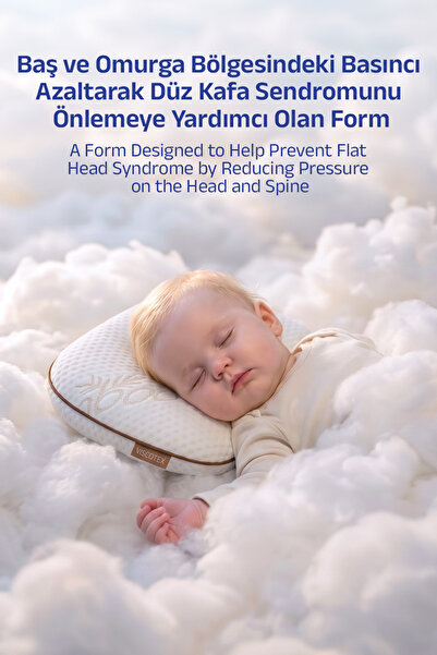VİSCOTEX Bamboo Visco Pillow Baby Flat Head Preventive Orthopedic Ergonomic P...