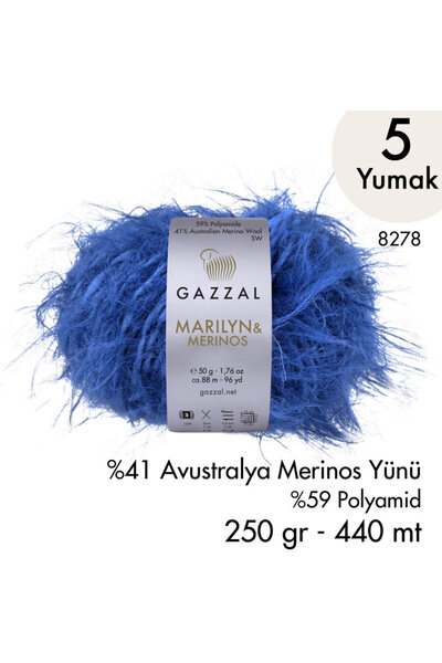 Gazzal Νήμα Πλεξίματος στο Χέρι Marilyn & Merinos 8278, 5 κουβάρια, 250 γρ.