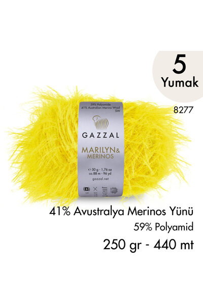 Gazzal Νήμα Πλεξίματος στο Χέρι Marilyn & Merinos 8277, 5 κουβάρια, 250 γρ.