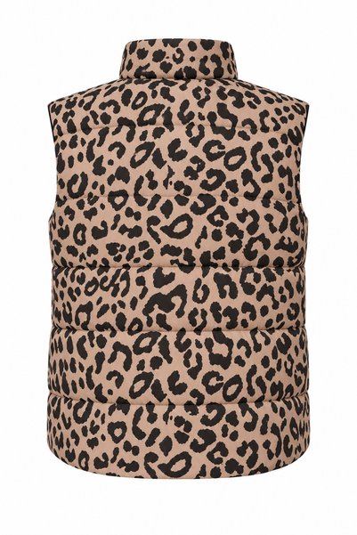 VERYMODA Vestă matlasată cu imprimeu leopard negru, tip nurcă |   Vmf1785 - Negru nurcă