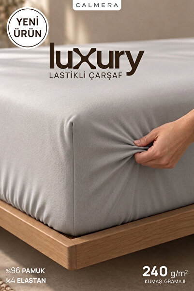 CALMERA Luxury lycra fitted sheet | double - king size | 240 gsm - grey