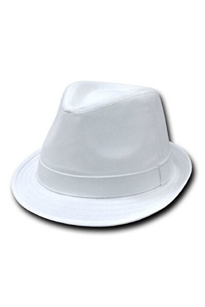 Pandoli Party White Color Fabric Fedora Show Hat Παιδικό Μέγεθος 54 6/7 ετών