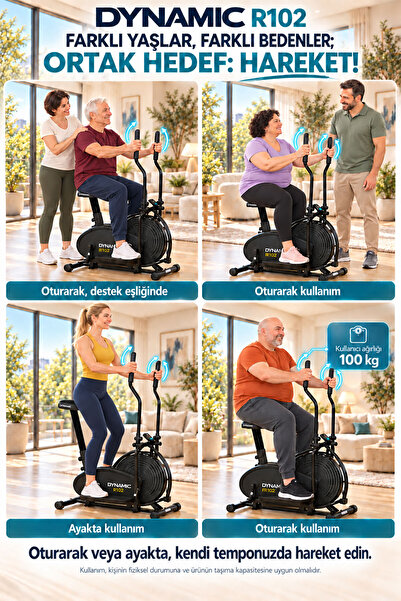 Dynamic R102N Orbitroller Eliptik Bisiklet, Ayakta ve Oturarak Kullanım