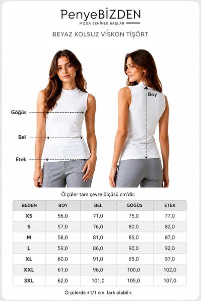 penyebizden Women's Viscon Sleeveless T-Shirt-White