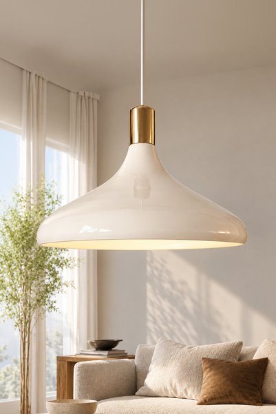 Marrien Nova Gold Detaylı Krem Metal Sarkıt (35 cm) Yemek Masası Üstü Avize M...