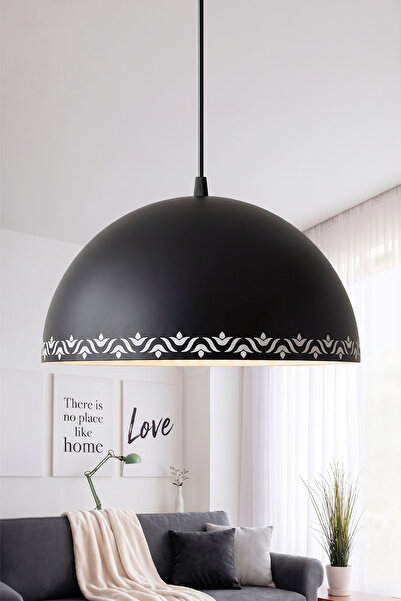 Marrien Luna Tulip Tekli Siyah Metal Sarkıt (30 cm) Salon, Mutfak & Cafe için...