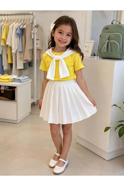 Original Skirt Top Set White-Yellow
