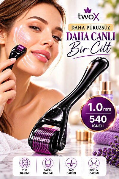 Dermaroller Titanyum Uçlu 540 Iğneli Derma Roller 1.0 Mm Iğne Cilt Bakımı Mik...