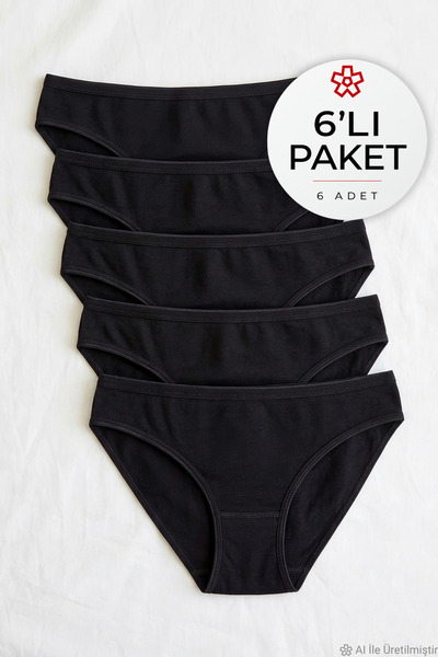 YILDIZ Lycra Non-Marking Bikini Women's Panties Black 6-Pack