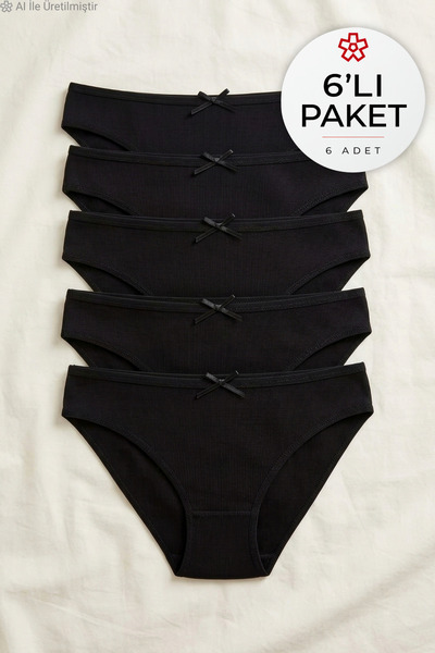 YILDIZ Lycra Camisole Women's Bikini Panties Black 6-Pack