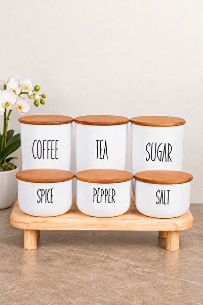 KaiHome 3lü Bambu Kapaklı Ahşap Ayaklı Altlıklı Çay/Kahve/Şeker Kavanozu