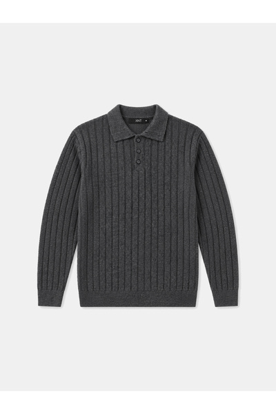 Xint Erkek Antrasit Mohair Polo Yaka Kazak
