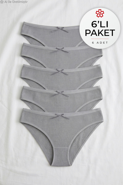 YILDIZ Lycra Camisole Women's Bikini Panties Gray 6-Pack