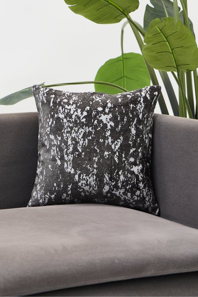 NisanurHome Anthracite Gray Abstract Patterned Decorative Woven Throw Pillow ...