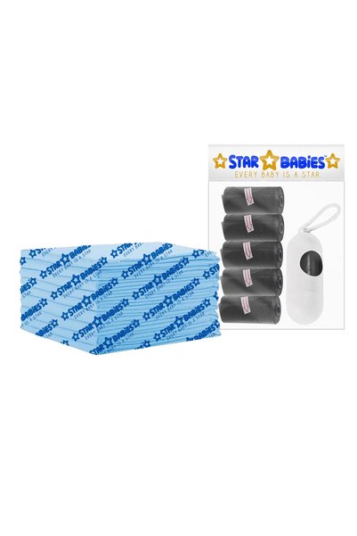STAR BABiES حصيرة تغيير حفاضات للاستخدام مرة واحدة + أكياس معطرة + موزع - أسود