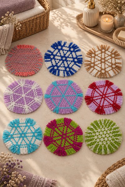EL İŞİ 9 Pieces Dowry Gift Knitted Bath Loofah Thick Textured Soft Durable Sp...