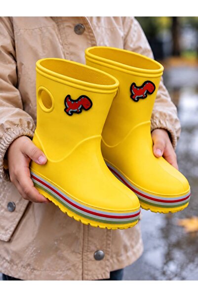 PLN SHOES أحذية المطر الصفراء للأطفال من كوكو، ذات نعل ملون ومقاوم للماء (قد ...