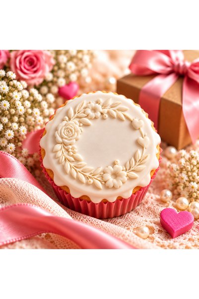 StudioAslanDesign Floral Frame Sugarcraft Mold |   Rose and Heart Pattern Cookie Stamp Promise Engagement Wedding Birthday Mold