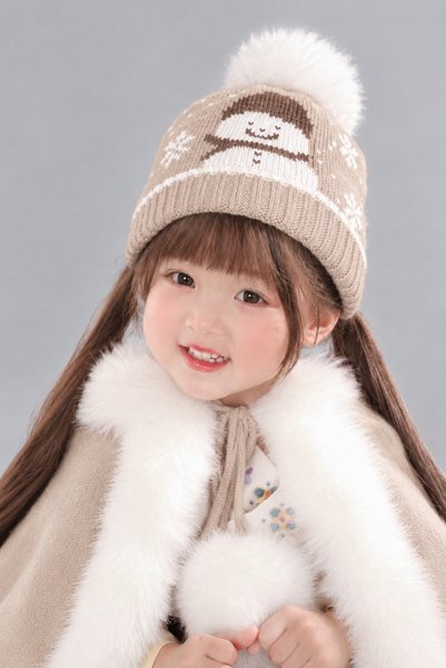 Butik Beige Pompom Knitwear Winter Baby Beanie – New Year Concept Snowman Pat...