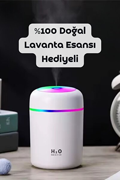 Ekru Cep 300 ml Ultrasonik Hava Nemlendiricisi ve Aromaterapi Cihazı - Koku Hediyeli